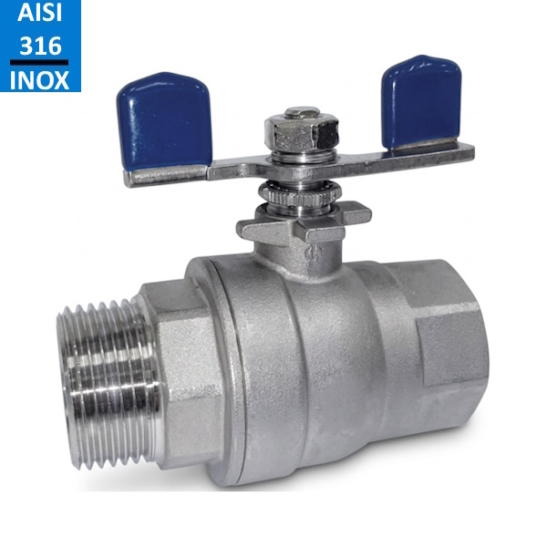 GT Comis ART. 1005 Valvola a Sfera Maniglia a Farfalla in Acciaio INOX Aisi 316 M/F - G.T. COMIS